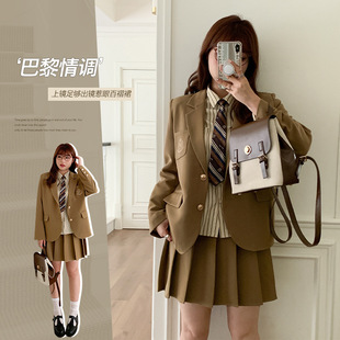 Maillard Preppy Style Pleated Skirt for Women Autum Plus Size Fat mm High Waist Slim Short Pleated Skirt 63131