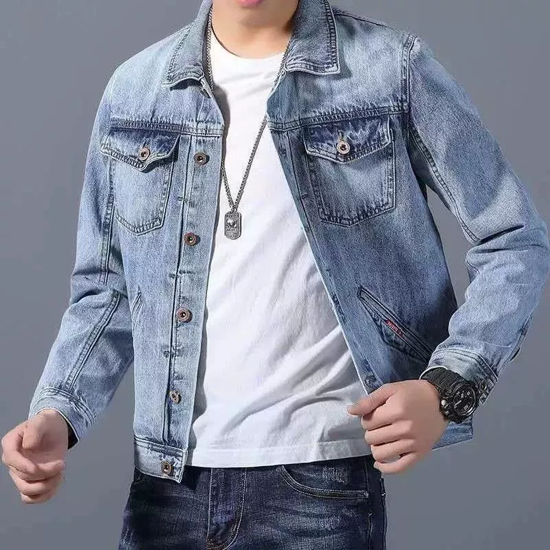 Синяя джинсовая демисезонная куртка для отдыха, корейский стиль, slim fit