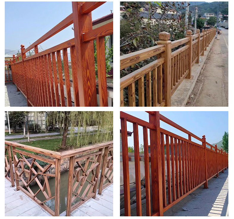 水泥仿木护栏镀锌管仿木纹护栏河道池塘防护栏园林景观栏花圃栏栅-阿里巴巴