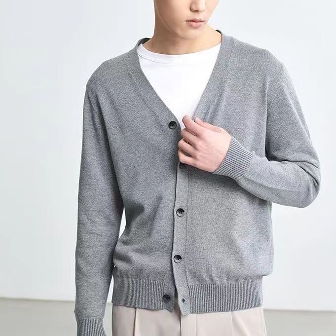 Knitted Cardigan Jacket Men's Spring Thin V-neck Cardigan Knitted Sweater Korean Fashionable Casual Outer Wear Men's Sweater Knitted Cardigan Jacket Men's Spring Thin V-neck Cardigan Knitted Sweater Korean Fashionable Casual Outer Wear Men's Sweater