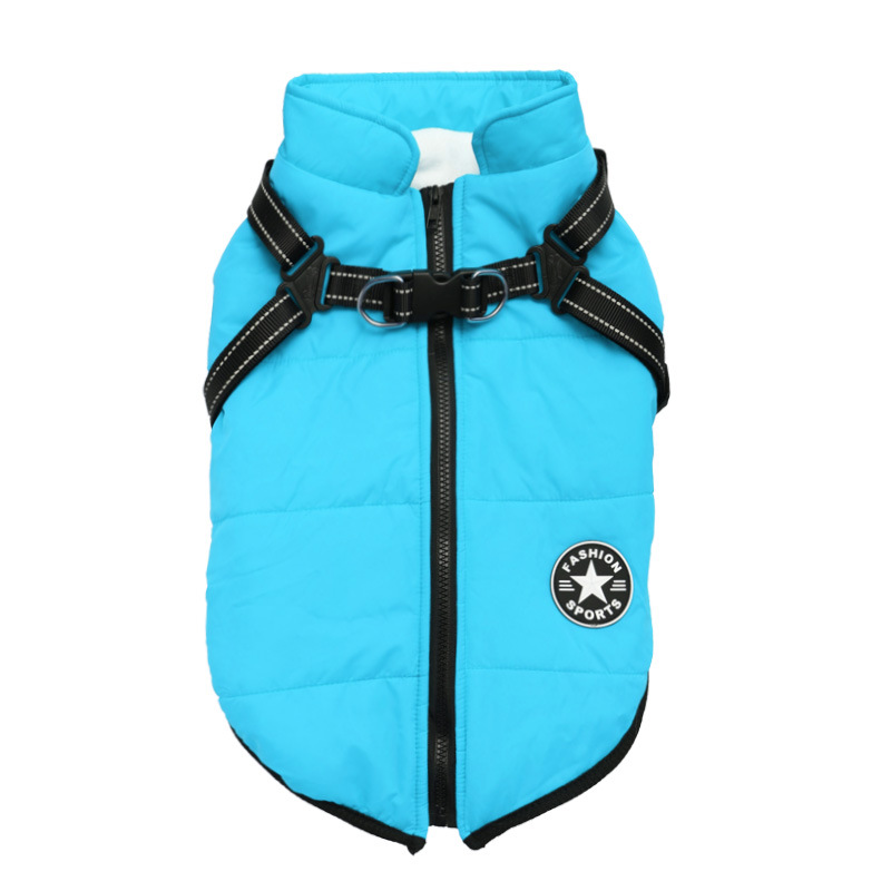Ropa exclusiva transfronteriza para mascotas Otoño e Invierno ropa cálida para perros ropa acolchada de algodón forrada de lana gruesa ropa de tirantes reflectantes suministros para mascotas