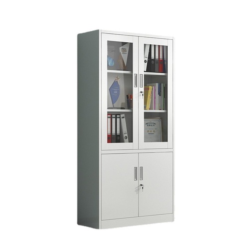 Steel File Cabinet Financial Records Archive Cabinet with Lock and Glass Door Office Storage Cabinet Home Bookshelf