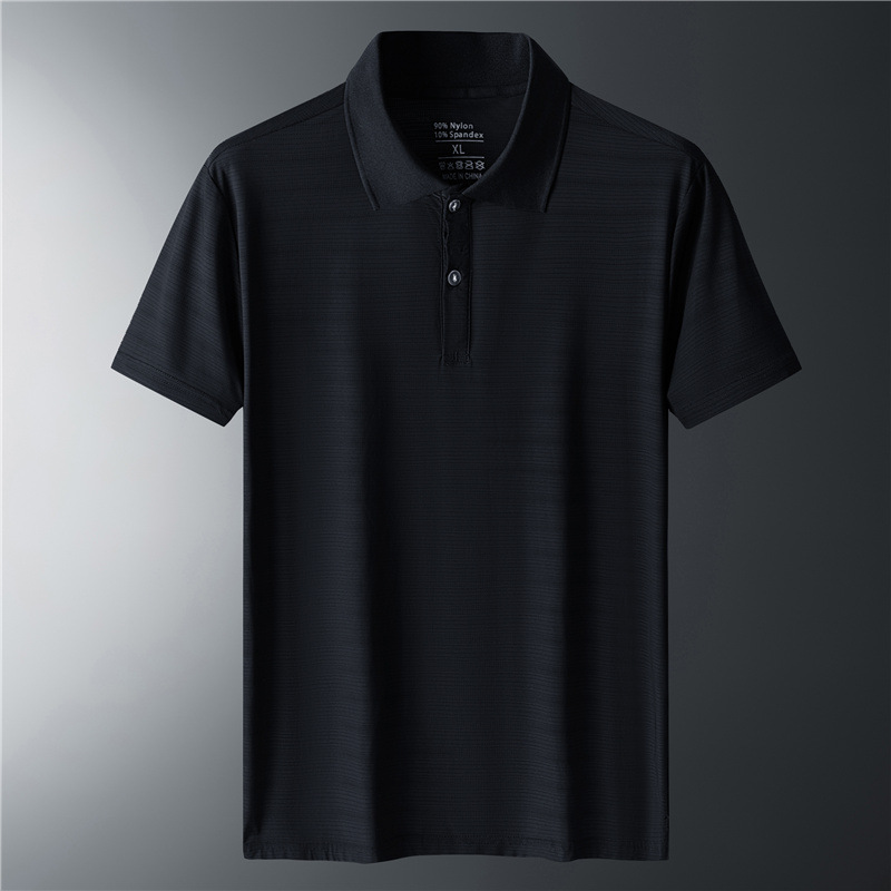 Camiseta de polo de seda de hielo para hombres de manga corta de verano de malla grande secado rápido con camiseta de cuello juvenil de mediana edad ropa casual de media manga