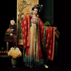 半嵐原創漢服女【長安憶夢】唐制刺繡復原款齊胸大袖衫破裙春夏款