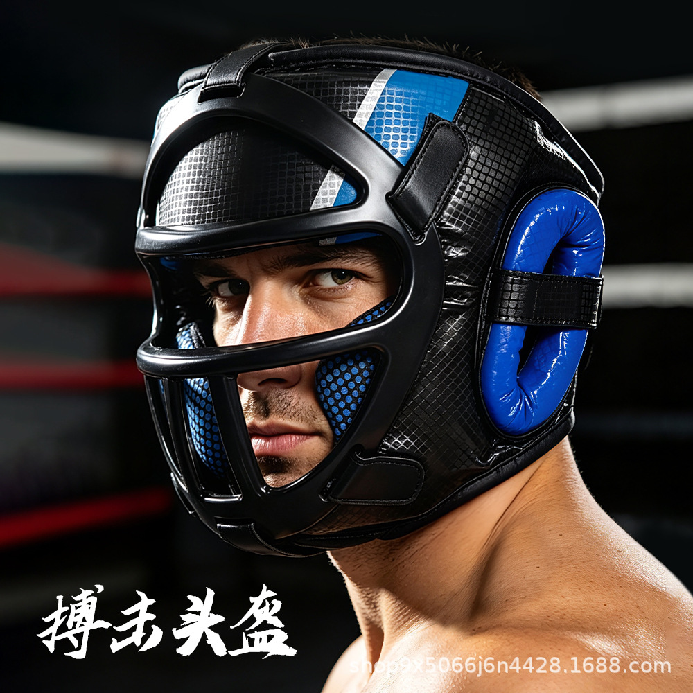 Boxing headgear, head protection for combat sports, adult and children's taekwondo training headgear, full-face head protector