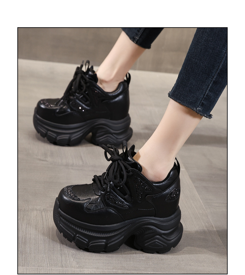 Giày sneaker chunky nữ đế dày tăng chiều cao HC3572 — Màu đen chi tiết 15