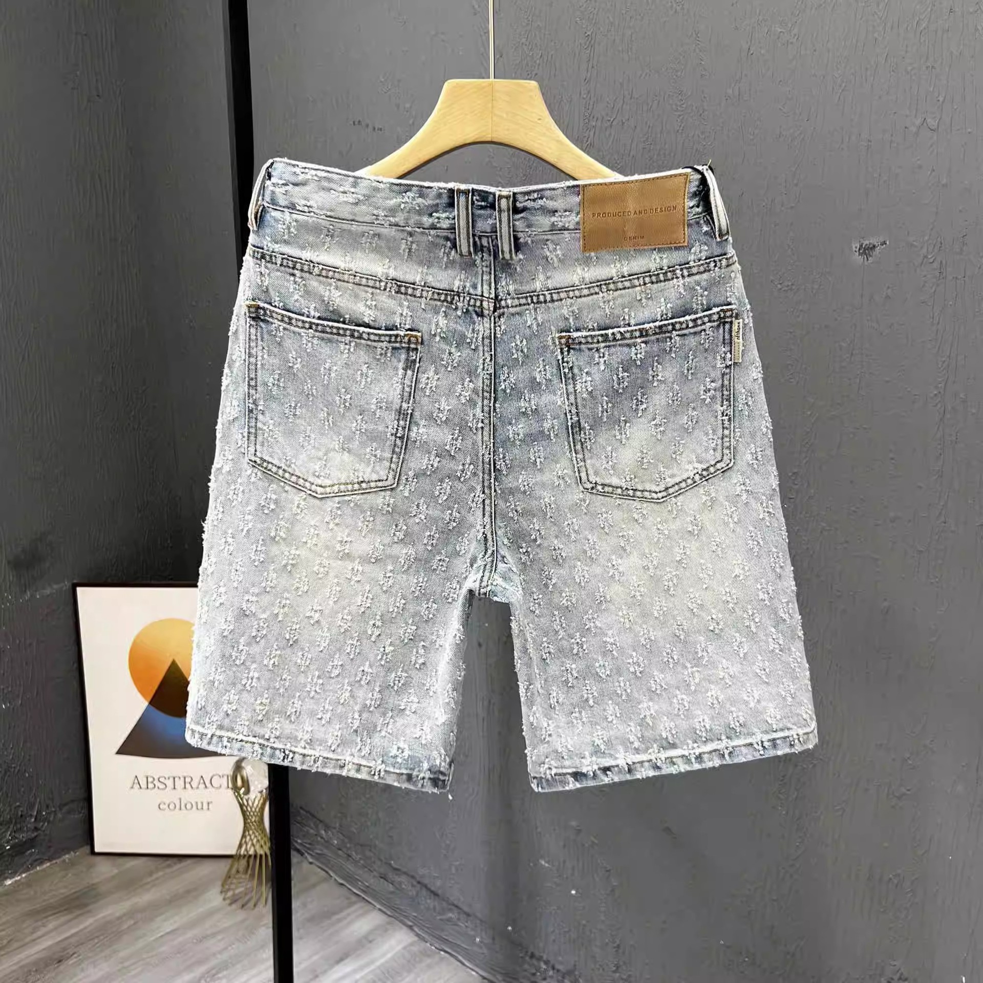 Men's Clothing Men's Retro Jacquard Denim Shorts Summer Design High Street Style Washed Five Point Athletic Pants_mkmklike.com