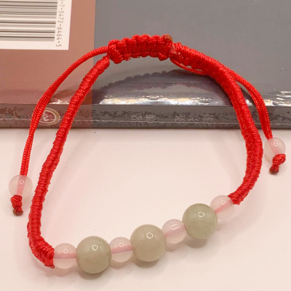 woven red rope bracelet jade