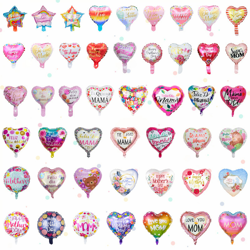 Cross-border 10-inch 18-inch Mother's Day aluminum balloon English Spanish flower love birthday party decoration supplies Cross-border 10-inch 18-inch Mother's Day aluminum balloon English Spanish flower love birthday party decoration supplies