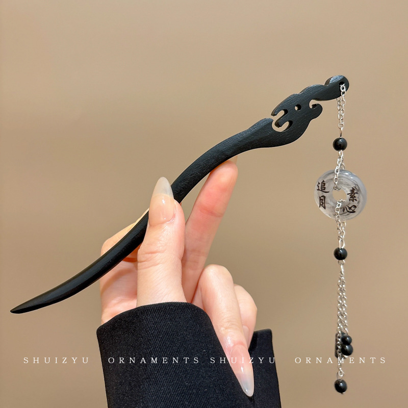 Pinzas de cabello de madera para mujeres nuevos pinzas de estilo chino de alto nivel diarios vestido de caballo de viaje antiguo sándalo bandeja de cabello pinzas de cabello tocado