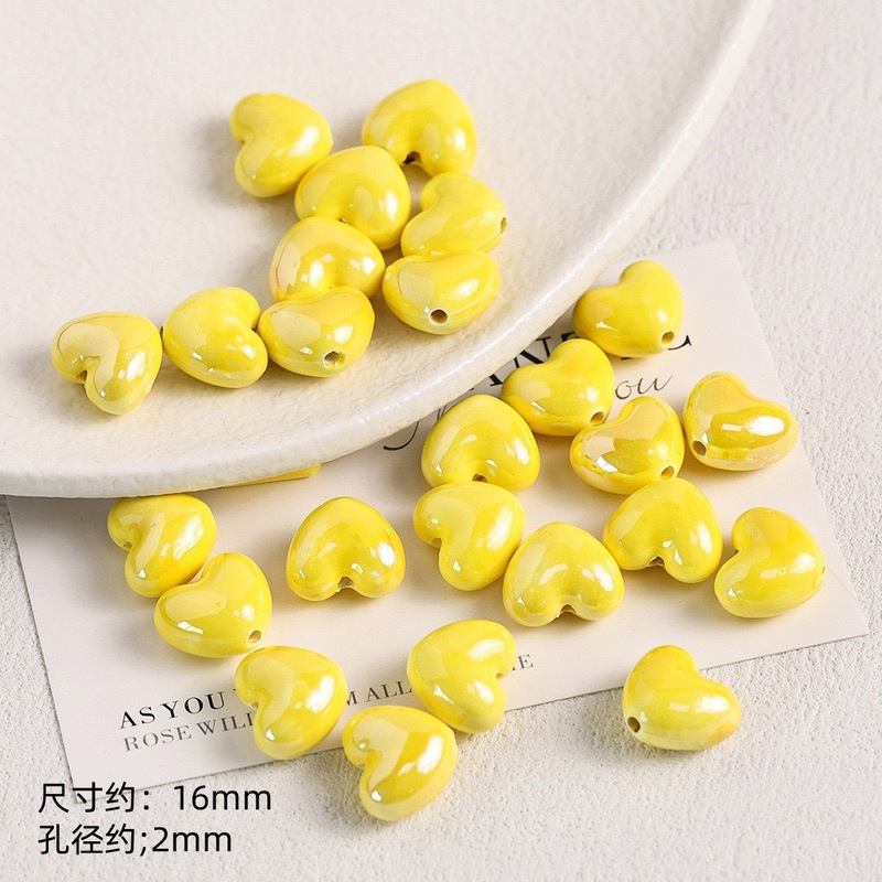 夏季专属黄色系陶瓷珠散珠穿孔手工diy材料手链项链耳环饰品配件|undefined