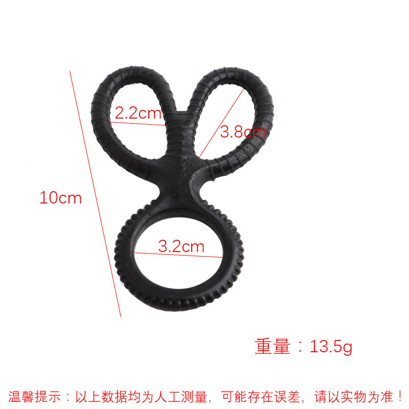 Silicone Scissor Lock Semen Ring, Manual Adjustable Cock Ring, Black Foil Bag — detail image 2