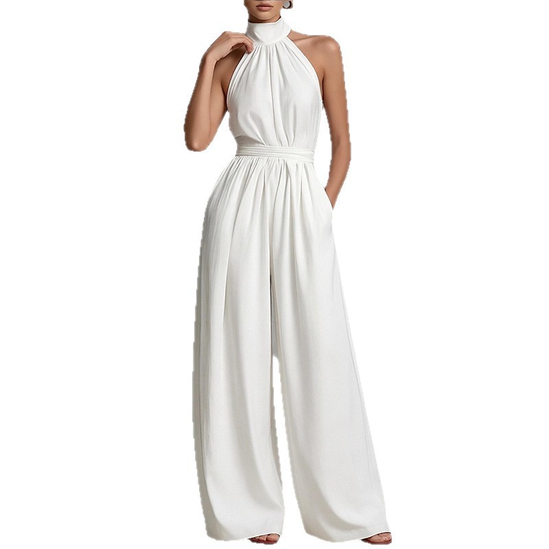 2026 primavera nuevo comercio exterior transfronterizo Europa y los Estados Unidos ropa de mujer de color sólido cuello colgante cintura descubierto pantalon de moda image 6