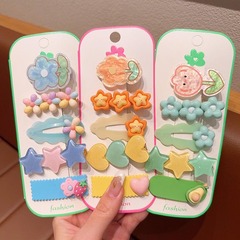 Dopamine color children's hair clip set with cute flowers and peach heart girl's side clip does not hurt hair baby's cute hair accessories