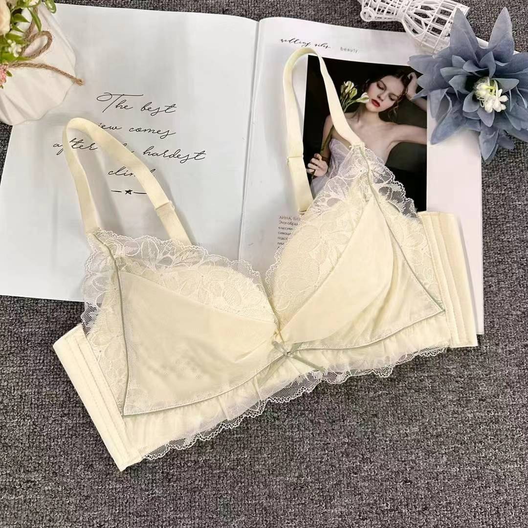 Nuevo sujetador de encaje de moda Jacquard transpirable ajustable confortable anti-caída reunido tres botones lotes de ropa interior image 4