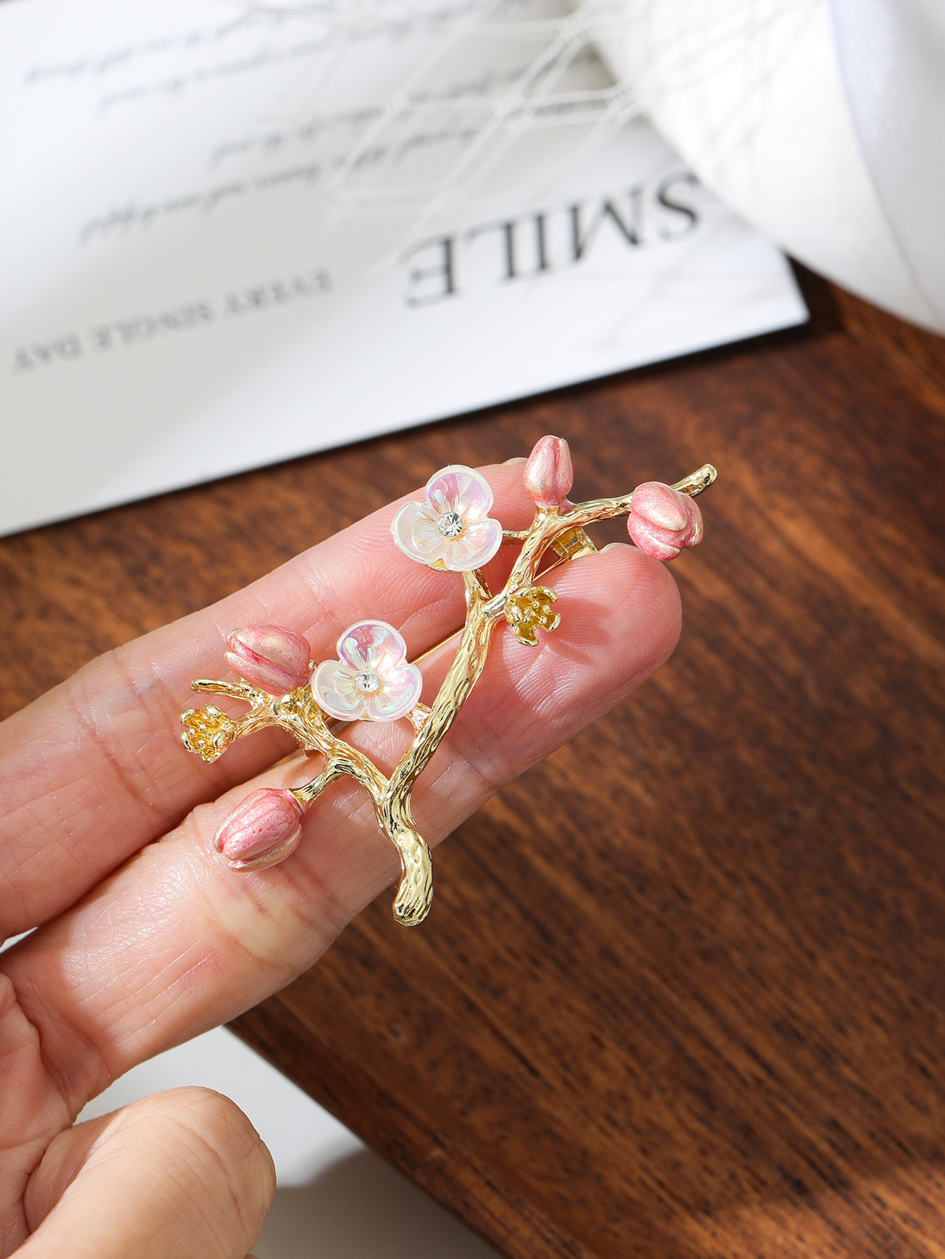 2026 Retro Chinese-Style Enamel Pink Flower Brooch Elegant Women's Qipao Accessory Anti-Exposure Personalized Peach Blossom Brooch
