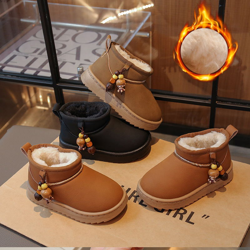 Children's Snow Boots Winter New Cartoon Boys' Snow Cotton Warm Cotton Shoes for Boys and Girls Fleece-Lined Medium and Large Kidsren's Cotton Boots