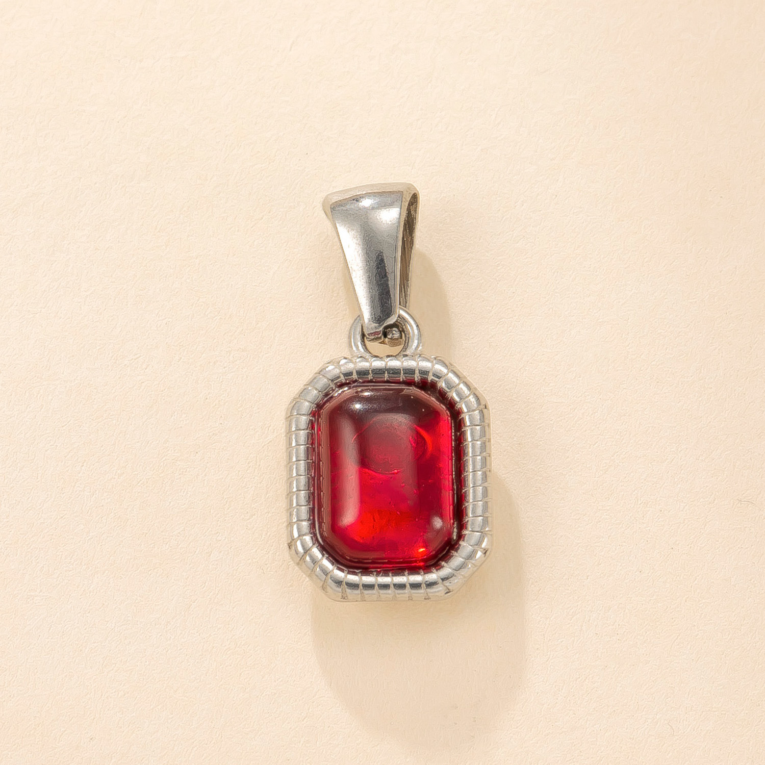 Colgante único Joyería de fundición de acero inoxidable Collar de piedra natural cuadrada biselado Simple Advanced Sense Diy Colgante Accesorios