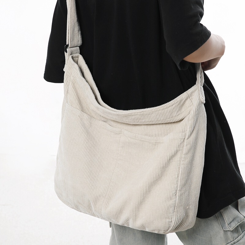 Japanese and Korean Style Mori Style Striped Velvet Bag Women's 2024 New Style Fashionable Large Capacity Student Class Bag Simple Solid Color Crossbody Bag for Men Japanese and Korean Style Mori Style Striped Velvet Bag Women's 2024 New Style Fashionable Large Capacity Student Class Bag Simple Solid Color Crossbody Bag for Men