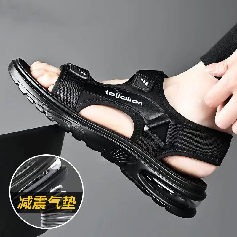 Lycra Stitching Leather Sandals Men's Genuine Leather New Outdoor Wear Driving Men's Slippers Men's Fashionable Summer Distinctive Beach Shoes