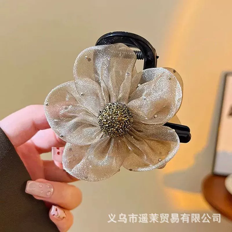 Атмосферная заколка для волос для фотосессий, крабовая заколка, модная hair accessory, с цветами