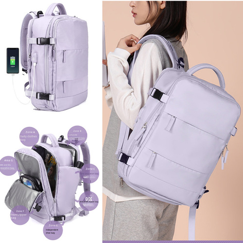Travel Shoulder Bag Women's Large Capacity Carry-on Luggage Multi-functional Expandable Business Backpack for College Students 