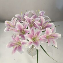 仿真单枝百合仿真花酒店家居软装插花客厅婚庆仿真花材假花百合花