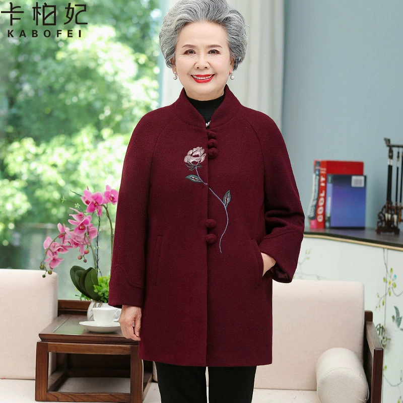 Старушка зимняя шерстяная куртка бабушка осень-зима свободная шерстяная куртка 60-70-80 лет пожилая мама одежда