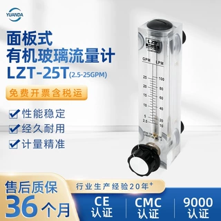 LZT-25T面板式有机玻璃流量计现货批发 2.5-25GPM高精度流量计