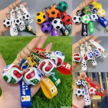 跨境世界杯足球钥匙扣挂件 卡通吉祥物书包挂饰PVC迷你球迷纪念品