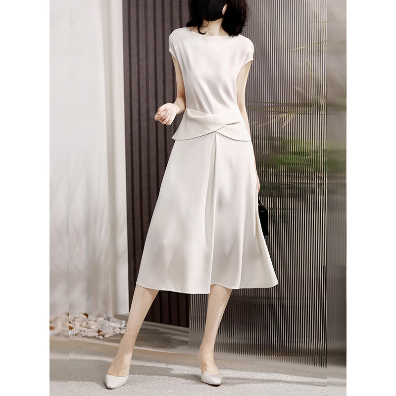 Big Sale Processing Method Shi Elegant Little Black Dress 6A Mulberry Silk/Knock High Weight Silk Dress for Women