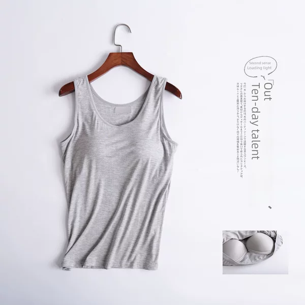 Modal Wire-Free All-In-One Camisole with Padded Camisole Women's Bra Intimates Bottoming Shirt for Outer Wear and Inner Wear in Summer