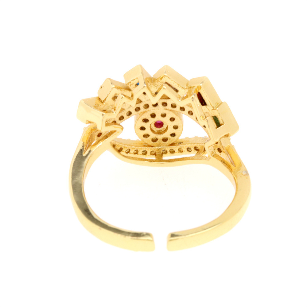Fashion Eye Copper Inlay Zircon Open Ring 1 Piece