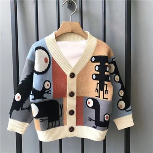 Children's Clothing Boys' Outwears 2025 Spring, Autumn and Winter New Style Knitwears Sweaters Cartoon Tops Cardigans Korean Style Kidsren's Outwears