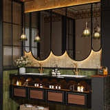 Высококлассный французский шиферный шкаф для ванной комнаты в стиле середины века, комбинация шкафа для ванной комнаты с двойной раковиной, умывальник для рук