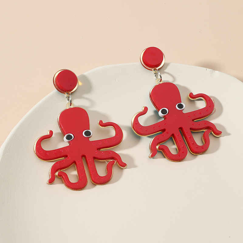 Wholesale Jewelry Cartoon Octopus Pendant Earrings Nihaojewelry display picture 3