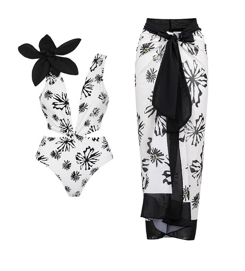 Full Coverage Bra Cup Women'S Gender White, Black Color Women's Ditsy Floral 2 Piece Set Bikinis