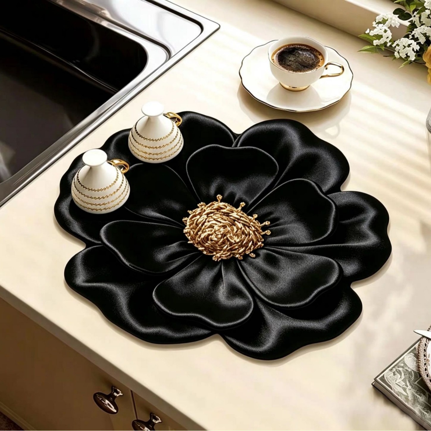 Flores de lujo ligero transfronterizo cocina de drenaje de algas absorción de agua secado rápido almohadilla de mesa mesa mesa fácil de cuidar almohadilla antideslizante resistente al desgaste