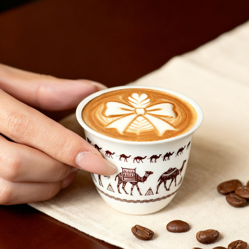 Cross-Border In-Stock 70ml Set of 6 Sets of 12 Middle Eastern Camel Mini Kawa Small Cups Arabic Ceramic Coffee Cup Set