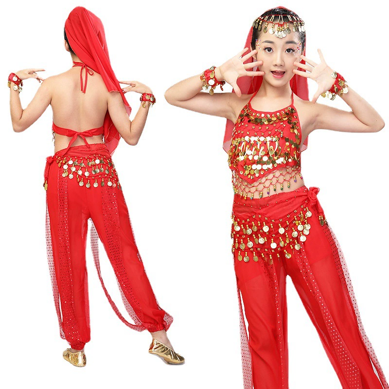 Детская belly dance сцена обслуживание, Xinjiang выступление, китайское танцевальное детское выступление с пайетками