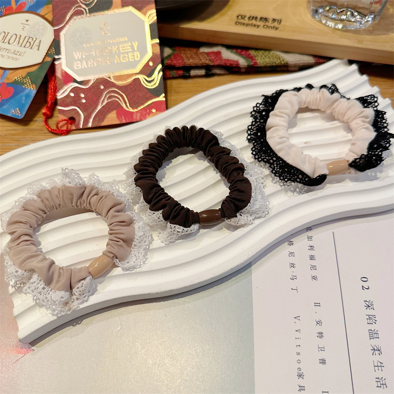 韩版小清新蕾丝花边发圈百搭高弹力马尾头绳女气质丸子头发绳皮筋|undefined