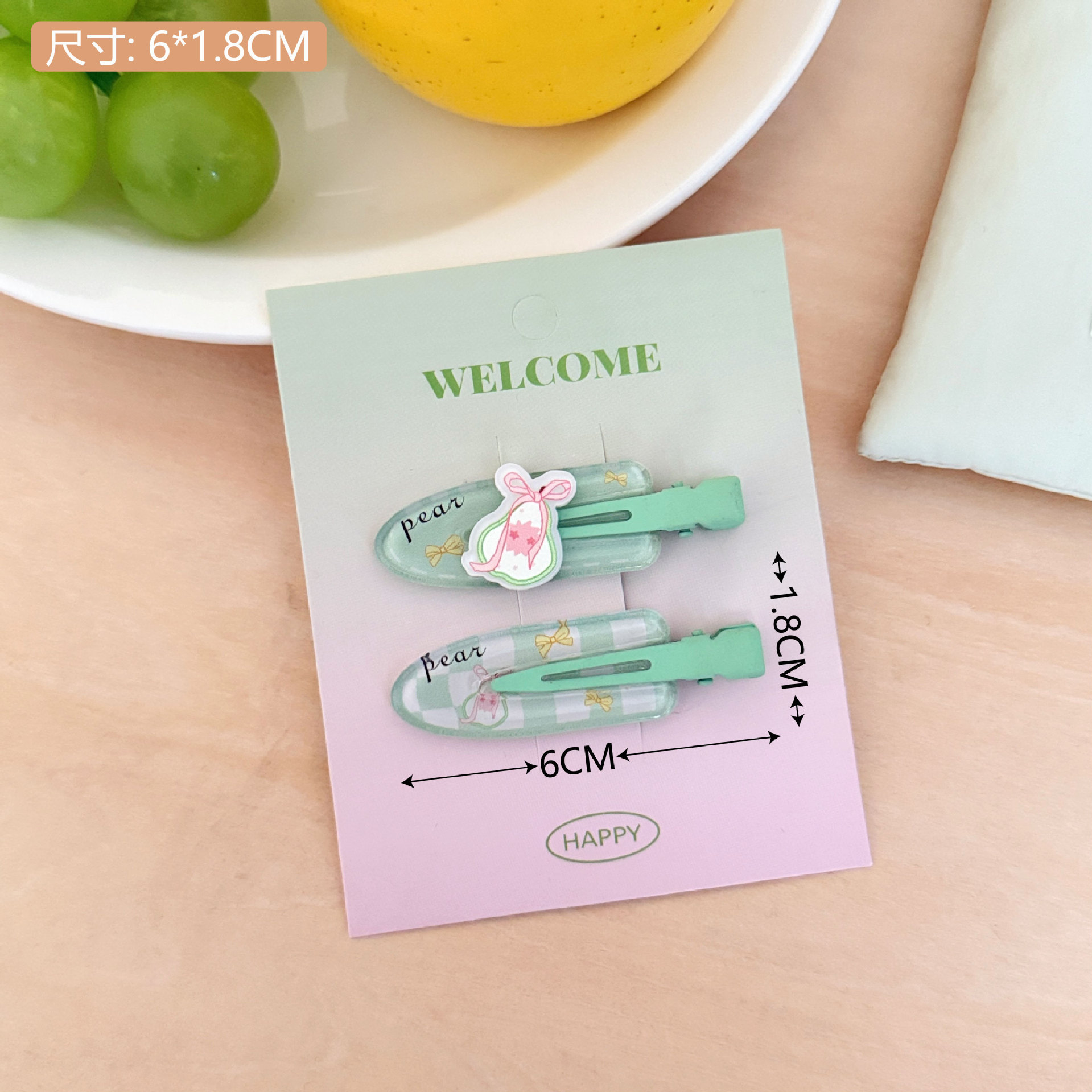 2 paquetes de jugos de moda creativos, pinza para el cabello sin costuras, accesorios para el cabello, pinza para el flequillo lateral de la niña de la fruta, pinza para el cabello rota, tocado