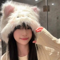 小猫尾巴帽子可爱猫咪耳朵护耳毛绒帽保暖帽出游拍照女冬