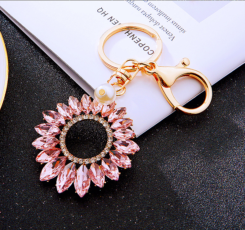 50g Weight Bag Pendant, Keychain Classification Luxurious Lady Sunflower Metal Women's Bag Pendant Keychain