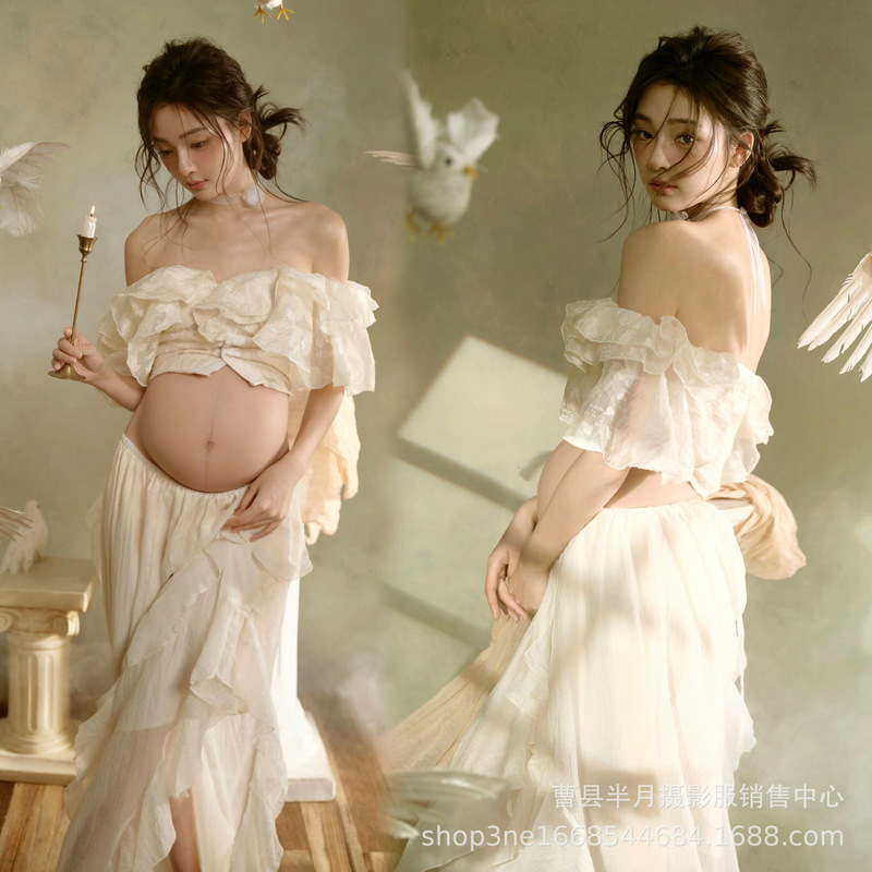 Photo Studio New Pregnant Women Photography Clothing Fairy Atmosphere Flower Dress Pregnant Mommy Pure Desire Photography Clothing