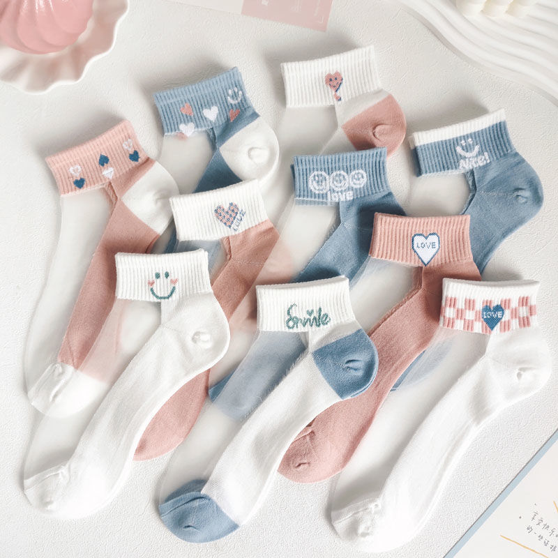 Socks Women's Summer Thin Cotton Bottom Socks Breathable Non-slip Quick-drying Shallow Mouth Boat Socks Cute Sweet Ice Silk Invisible Socks
