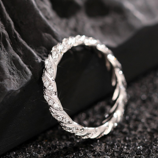 Cao Shi simple retro joint ring ins trendy metal twist woven chain ring sparkling exquisite ring