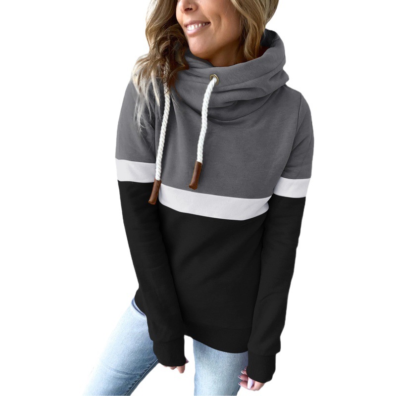 2024 nuevo comercio exterior transfronterizo superior de la mujer Amazon estación independiente europea casual color a juego suéter con capucha de cuello alto para las mujeres