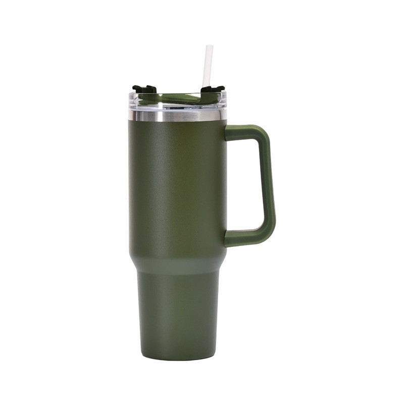 Vaso de Acero Inoxidable de 40 oz con Pajita para Venta Directa Transfronteriza, Vaso Portátil para Auto, Vaso Térmico de Gran Capacidad