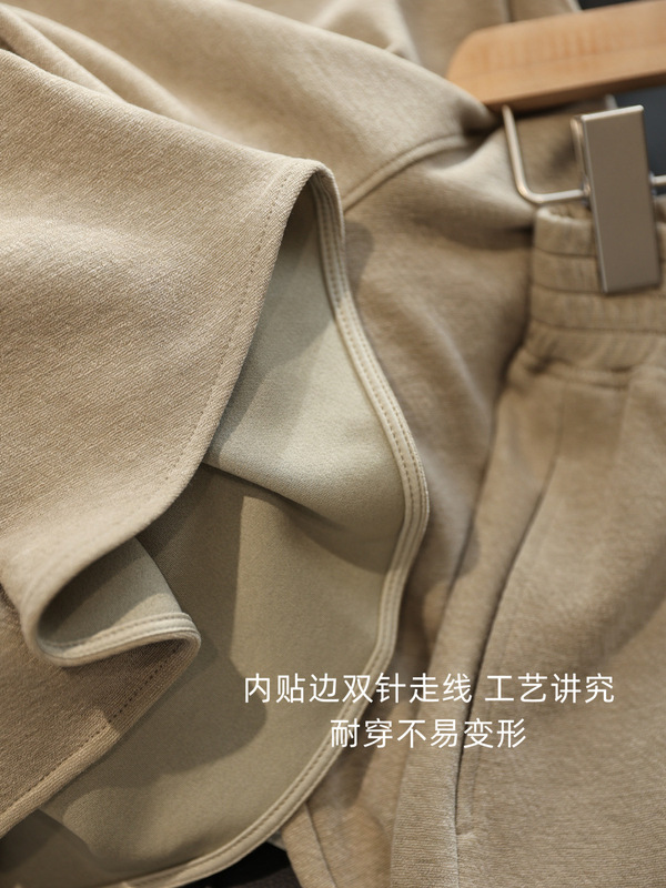 老钱风羊毛衬衫套装 绵柔亲肤翻领衬衫+阔腿裤两件套女秋G081902|undefined
